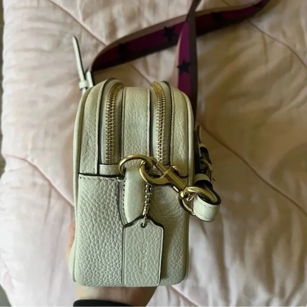 Coach Jes Crossbody Bag Chalk F75818 Pink Strap With Stars